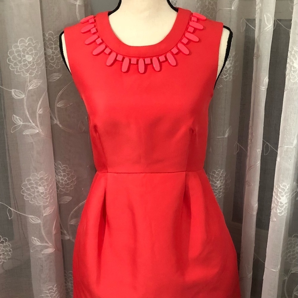 Kate Spade Red Dress Size 4 Beaded Neckline